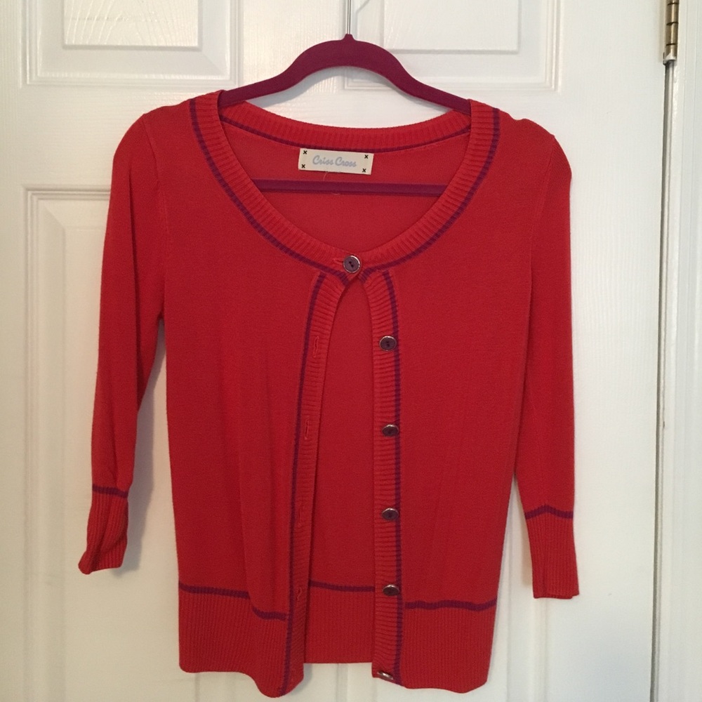 Criss Cross Cardigan w/ Large Button Detail